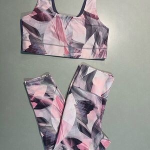 Fabletics Pink and Gray Abstract Activewear
